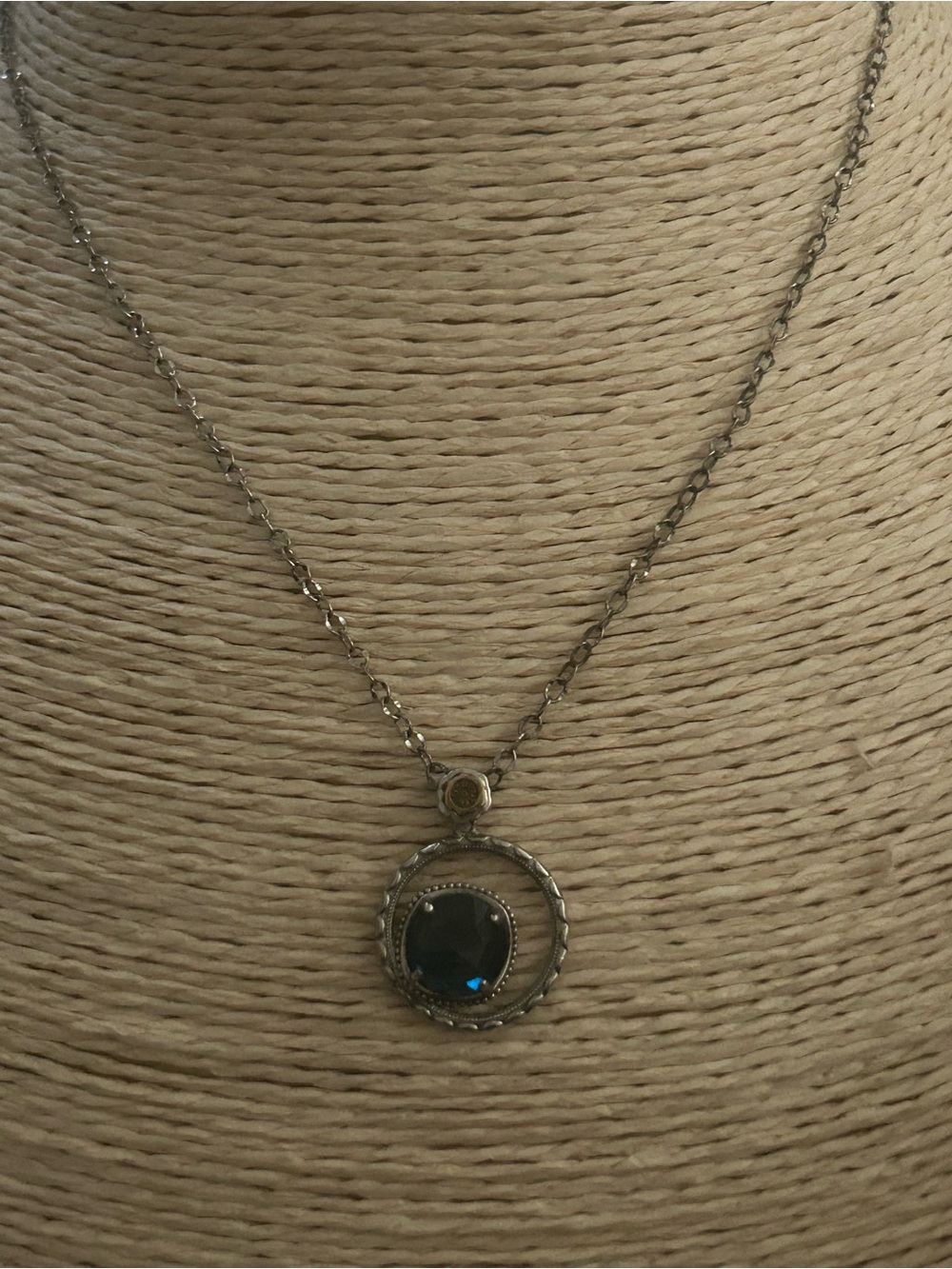 TACORI Silver Bloom London Blue Topaz 18" Necklace with Pendant  18K 925 Silver
